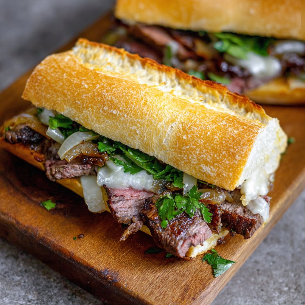 How to make a steak sandwich step by step with caramelized onions and peppers