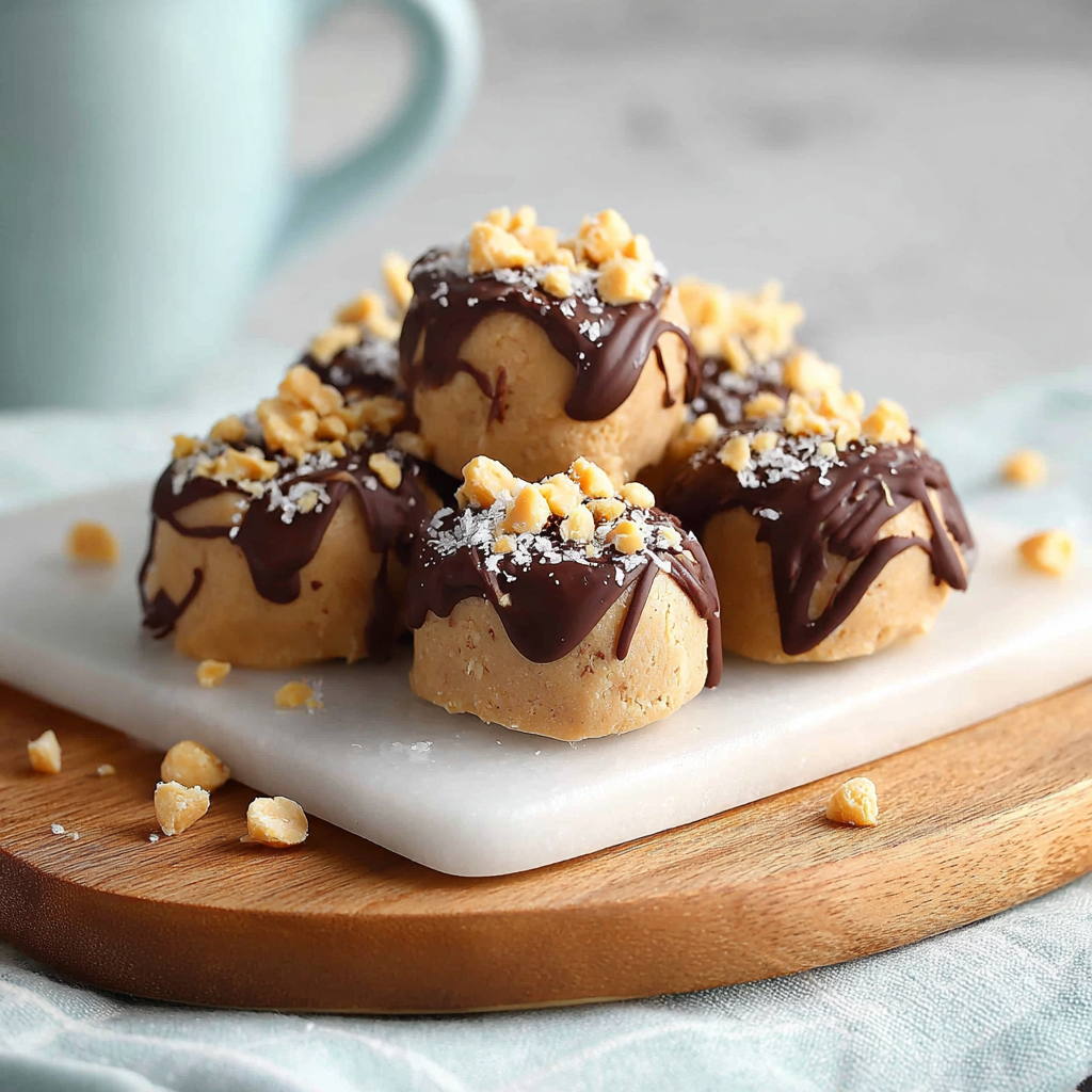 High Protein Frozen Peanut Butter Greek Yogurt Bites ready to eat
